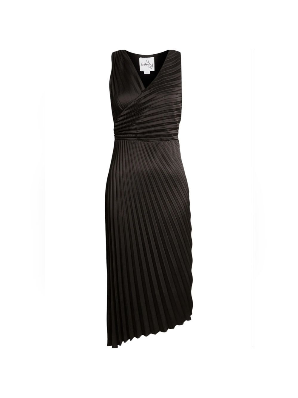 Sam Edelman Pleated Asymmetric Hem Satin Dress - Picture 5 of 12